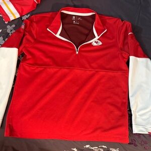 Nike KC Chiefs Men's Red and White Quarter-Zip Jacket